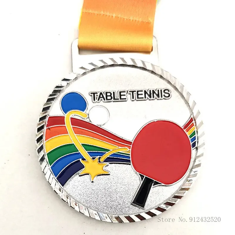 Creative Customized Hang a medal around the neck gift Honor Award School Competition Gold silver Bronze table tennis MEDALS 3Pcs