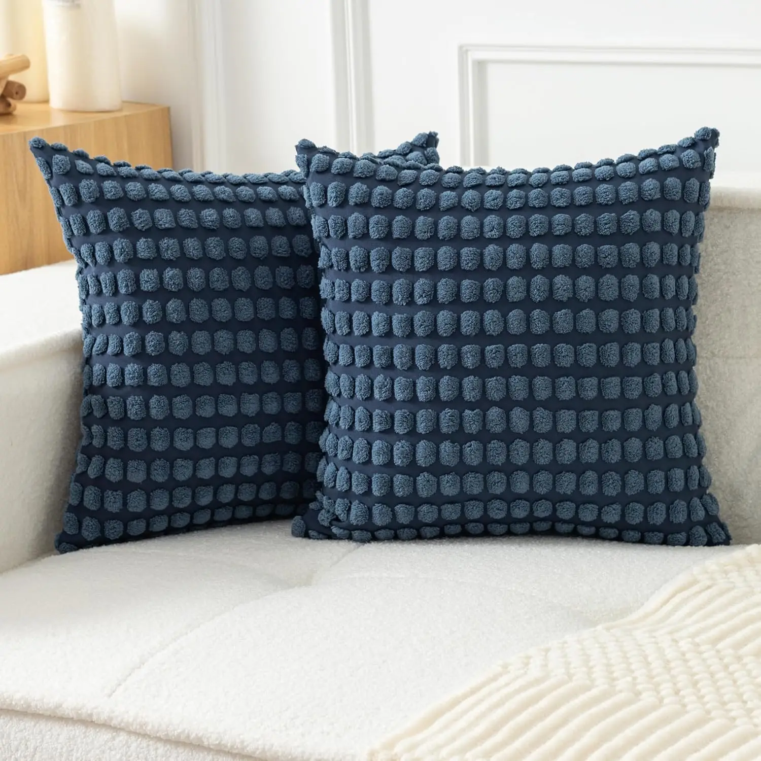 2er-Pack weiche und bequeme Kissenbezüge mit Plüschpunkten, moderne Bauernhaus-Heimdekoration, geeignet für Sofas und Wohnzimmer – Detail 16