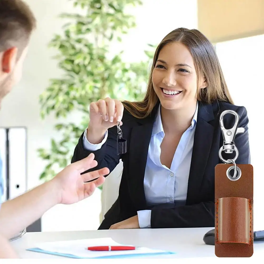 Office Pen Holder Pen Pouch Organizer Portable Faux Leather Holder Organizer Keychain for Badge Pencil Protector Neck