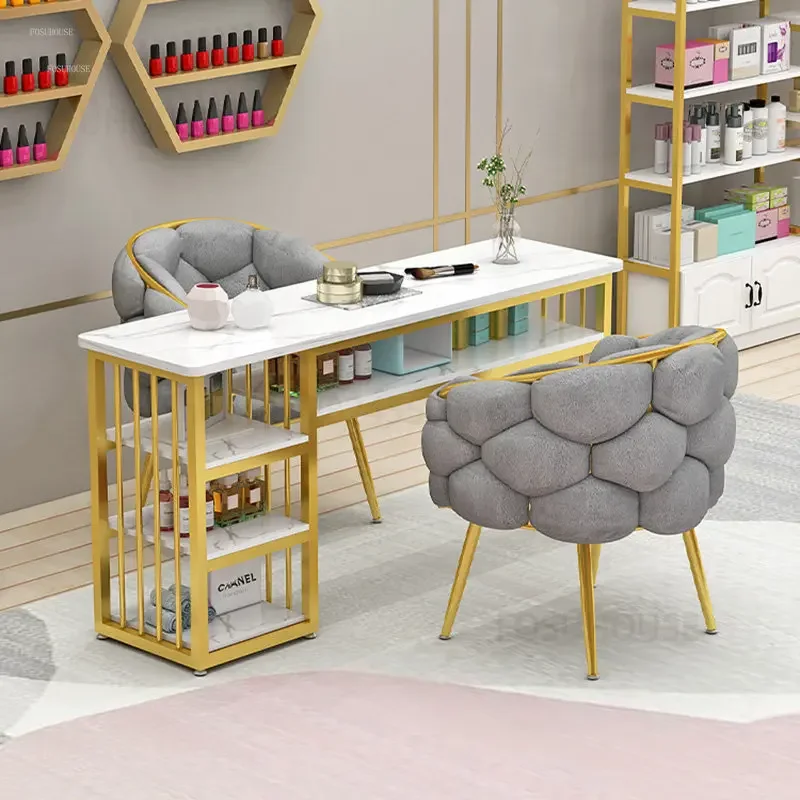 Simple Manicure Shop Double Nail Manicure Table Salon Furniture Japanese Fashion Nail Table and Chair Set Home Make-up Tables