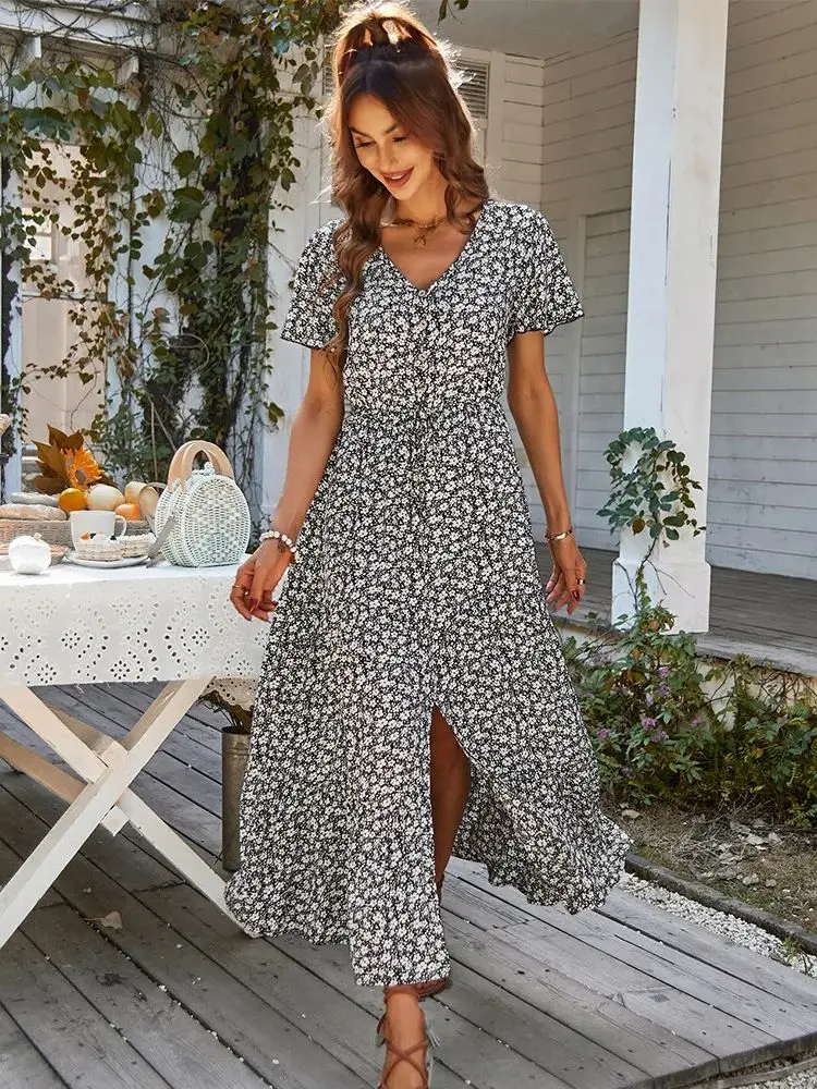 Prendisole Bohémien Donna – Floreale Vintage Senza Maniche Con Tasche – Leggero Estivo Taglie Forti 3XL