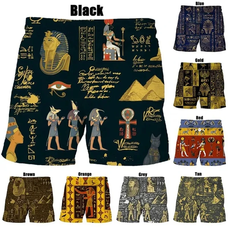 

New Summer Hot Sale Fashion Egyptian 3d Printing Men's Women Casual Summer Shorts Cool Ice Shorts Gym Beach Pants Swim Trunks