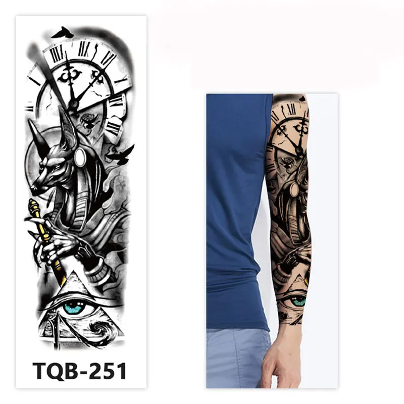 Waterproof Temporary Tattoo Stickers Clock Eye Large Arm Tattoo for Men Women Tiger Animal Fake Tatoo Sleeve 4