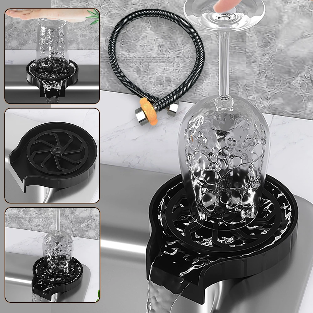Home Faucet Glass Rinser Automatic Cup Washer Kitchen Sink Bar Glass