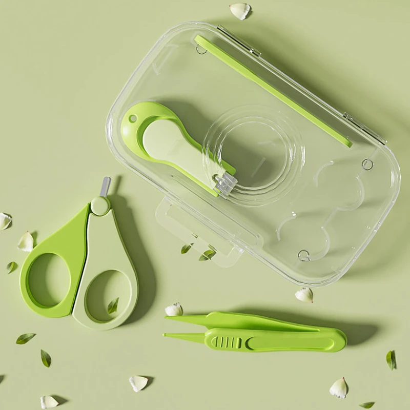 4pcs/set Baby Nail Trimmer Health Care Kits Nail Care Set Infant Finger Trimmer Scissors Clippers Storage Box