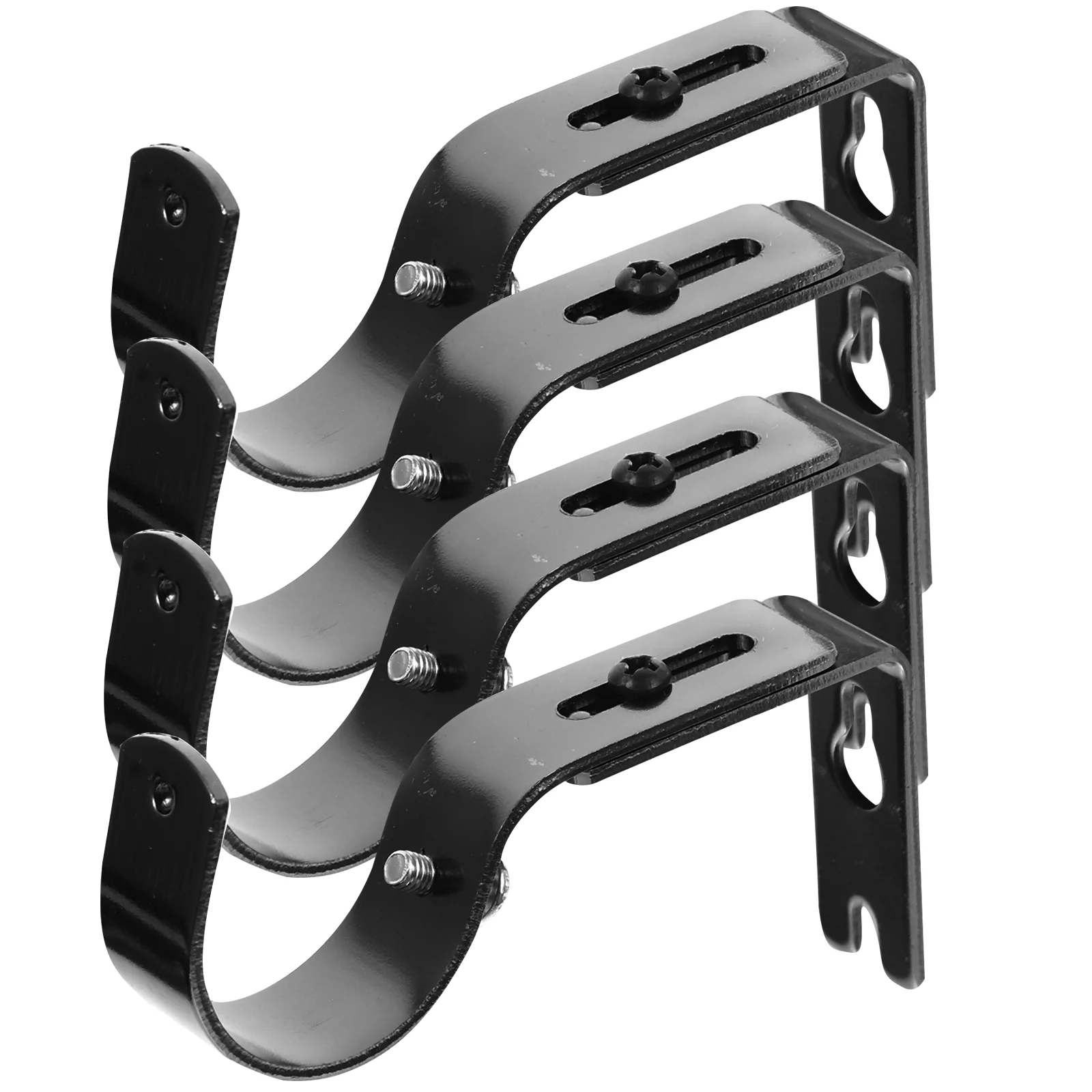 4 Pcs Lengthen Curtain Rod Bracket Hooks Wall Mount Holders