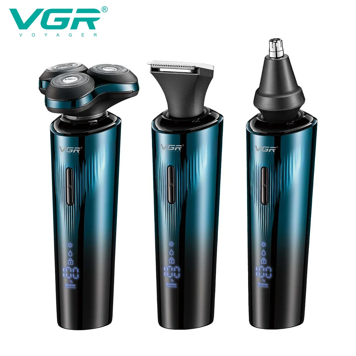 VGR V-303 3in1 Men's Grooming 3D Magnetic Blade Set Waterproof Beard Nose Hair Trimmer Men's Electric Shaver