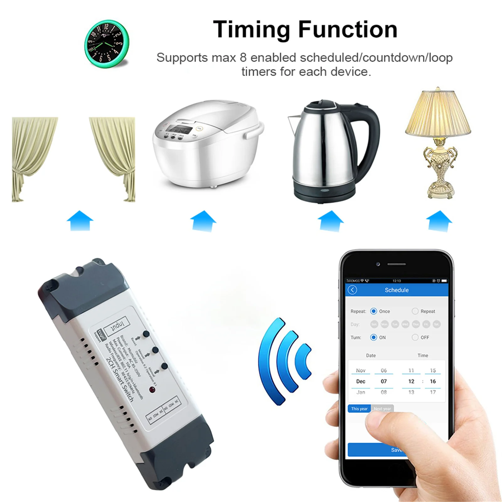 Tuya Smart Life WiFi Switch 90-250V Dry Contact Relay InterLock/ Selflock/ Momen