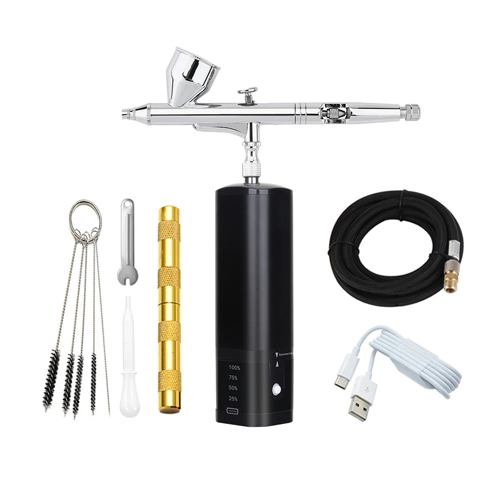 Noisスレスコードレスエアブラシコンプレッサーキット,交換用バッテリー,スーパーワーク,エアブラシスプレーガン,アートデザイン,美容ケアツール -  AliExpress 1420 コンプレッサー付きキットハンドヘルドエアブラシセットポータブル高圧エアブラシ充填可能コンプレッサーのみ