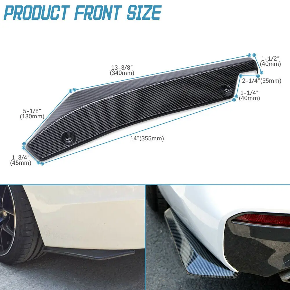 2PCS Rear Bumper Splitter Universal Side Spoiler Diffuser Canards Valance For Audi S3 S4 RS3 RS4 A3 A4 B7 B8 Car Accessories