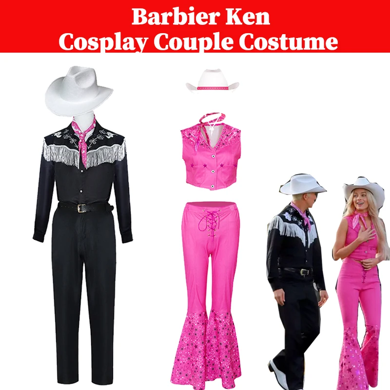 

Ken Barbei Cosplay Couple Cowboy Costume Outfits Women Men Coat Pants Belt Hat Set Fantasia Halloween Carnival Disguise Suit