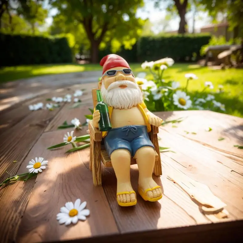 

Outdoor Gnome Decor Outdoor Garden Decoration Sitting In A Chair Table Gnome Decor Home Gnome Figurine Resin Gnome Sculpture