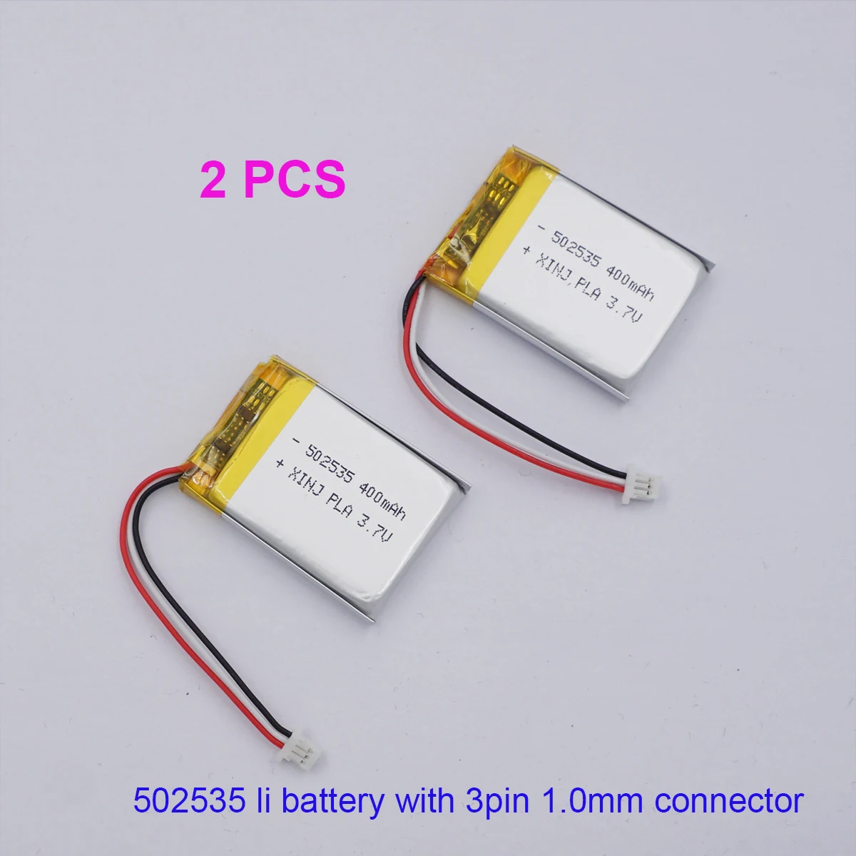 

2pcs 3.7V 400mAh 1.48Wh Li-Polymer Li-ion Battery 502535 JST-SH 1.0mm 3Pin For GPS Headsets Bluetooth Speaker Driving Recorder