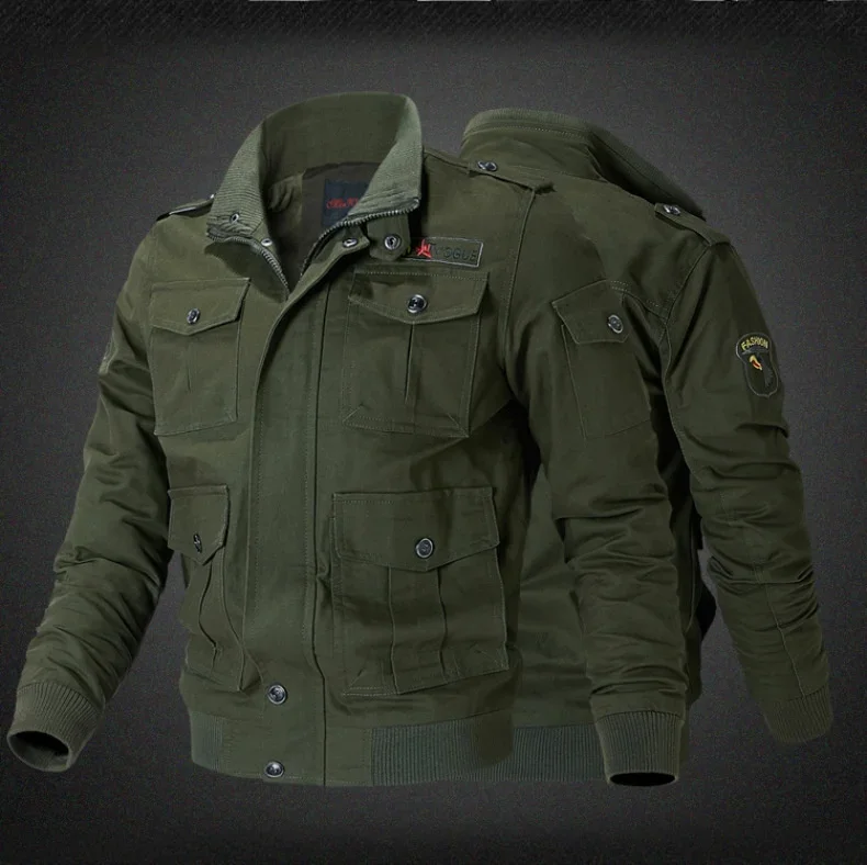 Men's Bomber Zipper Retro Jacket Autumn Army Tactics Jacket Coat Men Casual Flight Cotton Jacket Windbreaker Men Clothing New