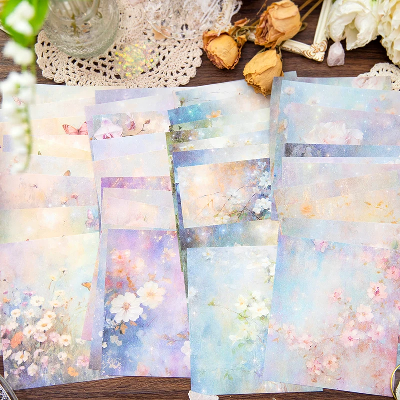 Assorted Flowering Shrubs Tema Material Paper Aesthetic Scrapbooking Stationery Design Paper Personalized Hand Account Notebooks