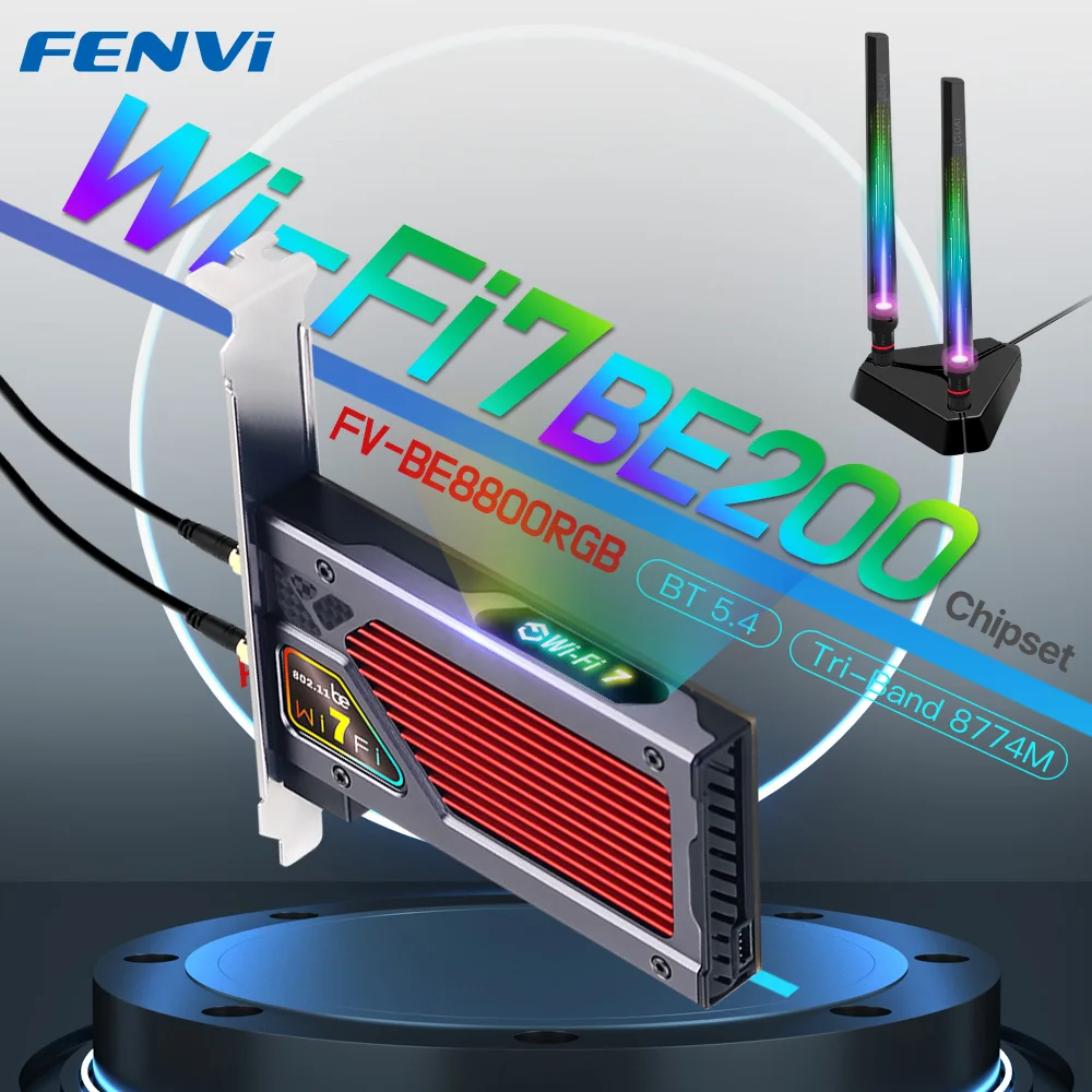 FENVI WIFI 7 FV-BE8800RGB PCIE 무선 Wi-Fi 카드 어댑터 Bluetooth5.4 BE200NGW PC ...
