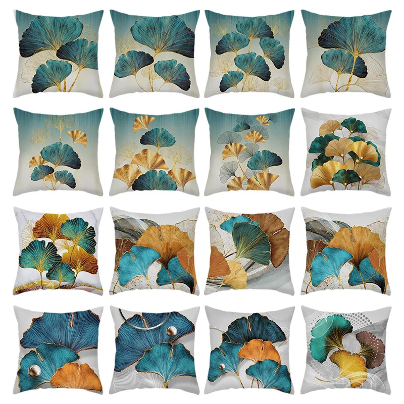 

Ginkgo Leaf Cotton Linen Pillow Case for Sofa Car Pillow Covers Home Decorative Cushion Covers 45x45cm Bedroom Waist Pillowcase