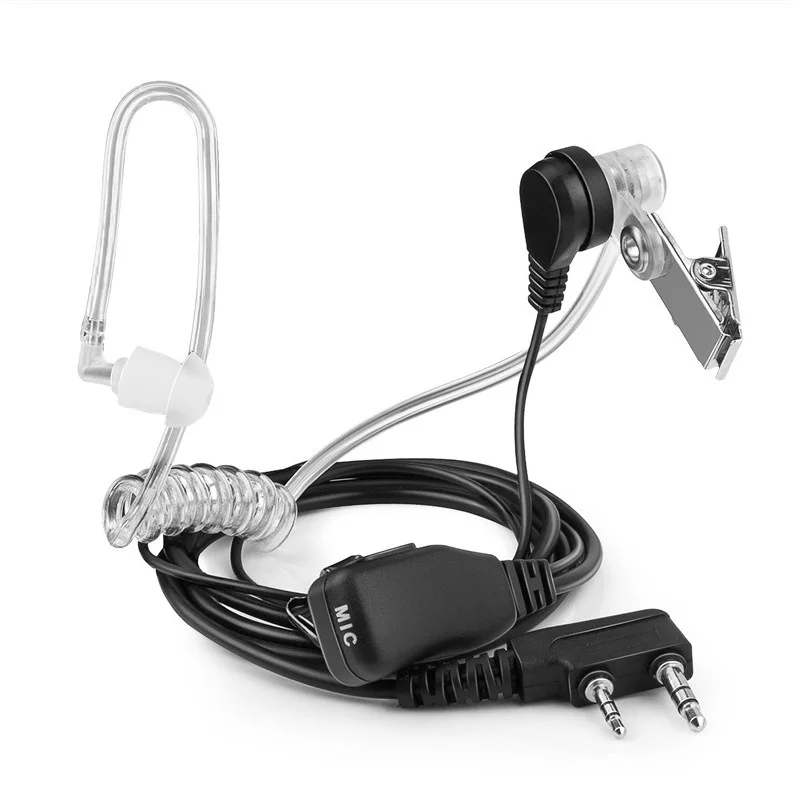 5pcs Air Acoustic Tube Earpiece 2 Pin Headset Mic PTT for Kenwood Walkie Talkie HYT BaoFeng GT-3 UV-5R UV-6R KG-UVD1P PX-777 6