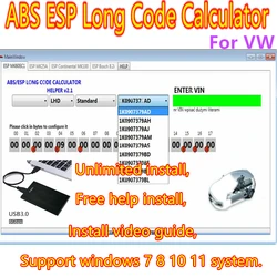 2023 hot sell for VW ABS ESP Long Code Calculator Helper MK60EC1 for VW abs esp software+ install video guide + free help instal
