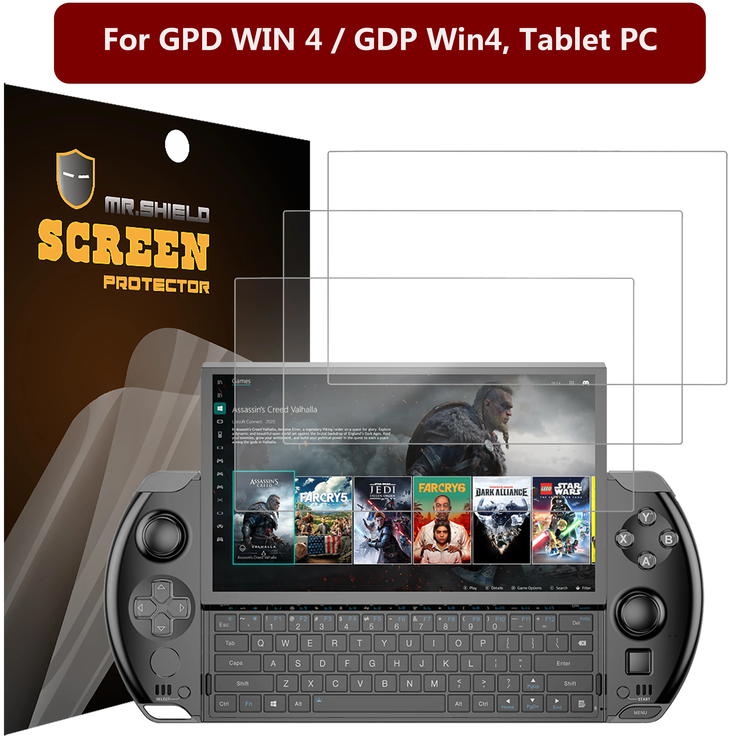 Mr.Shield [Confezione Da 3] Protezione Dello Schermo Per Gpd Win 4 / Gdp Win4, Protezione Dello Schermo Trasparente Premium Per Tablet Pc (Materiale P
