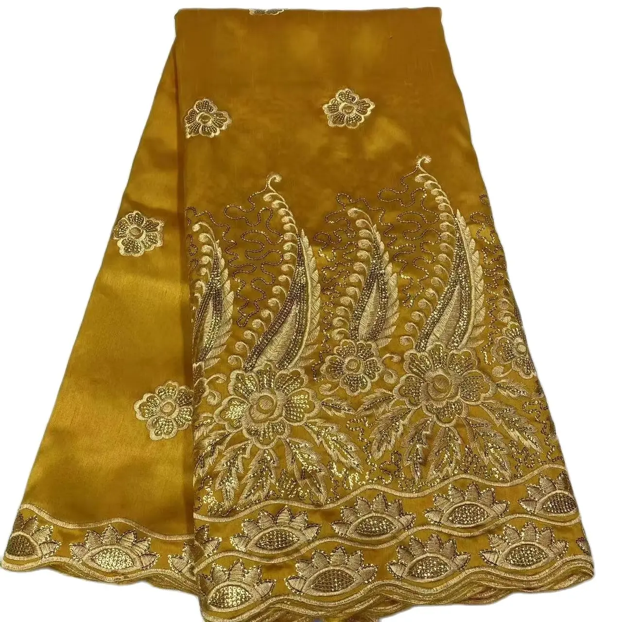 

African George Lace Fabric with Sequins, Raw Silk, George Wrapper, High Quality