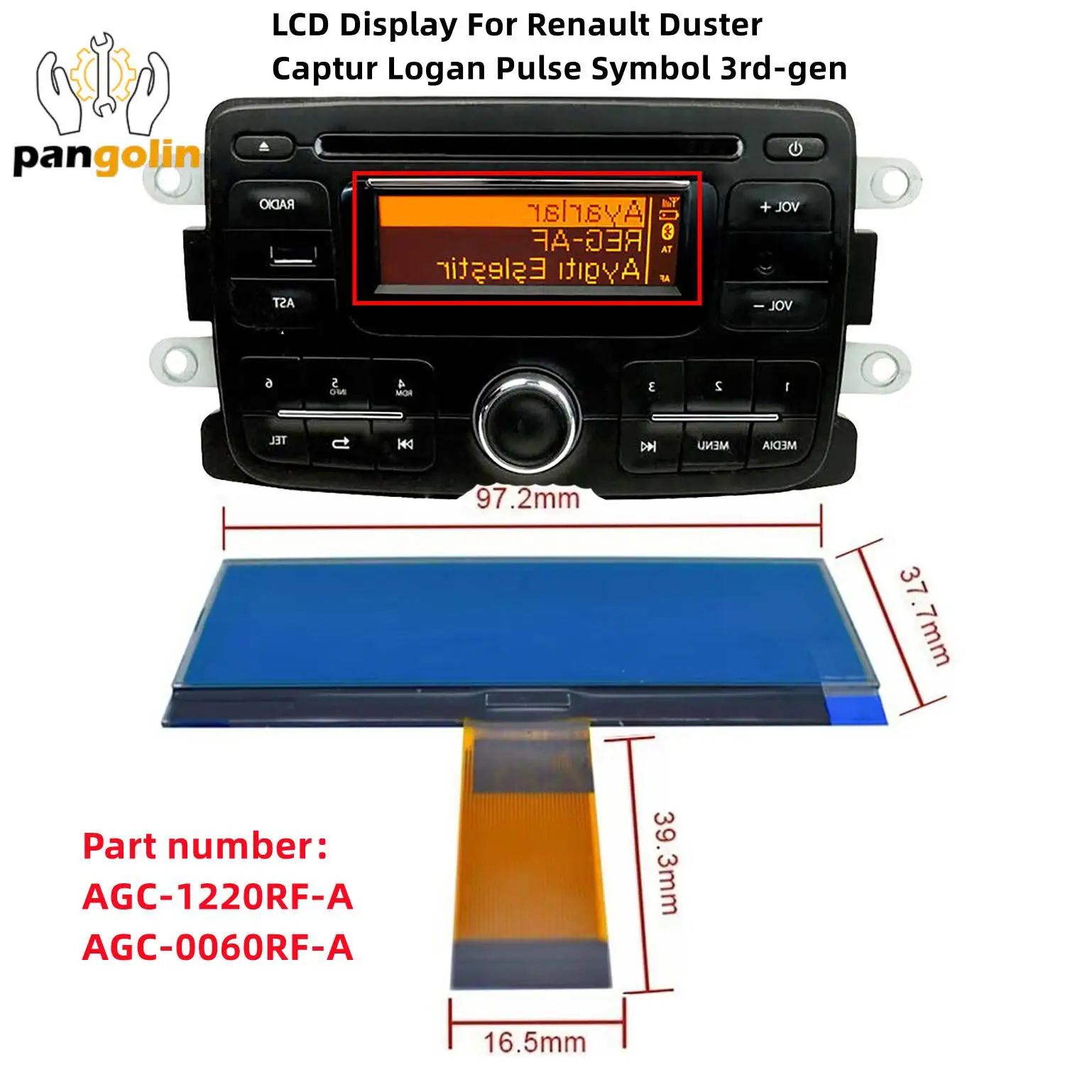 LCD-Display-Car-Radio-Stereo-AGC-1220RF-A-AGC-0060RF-A-For-Renault ...