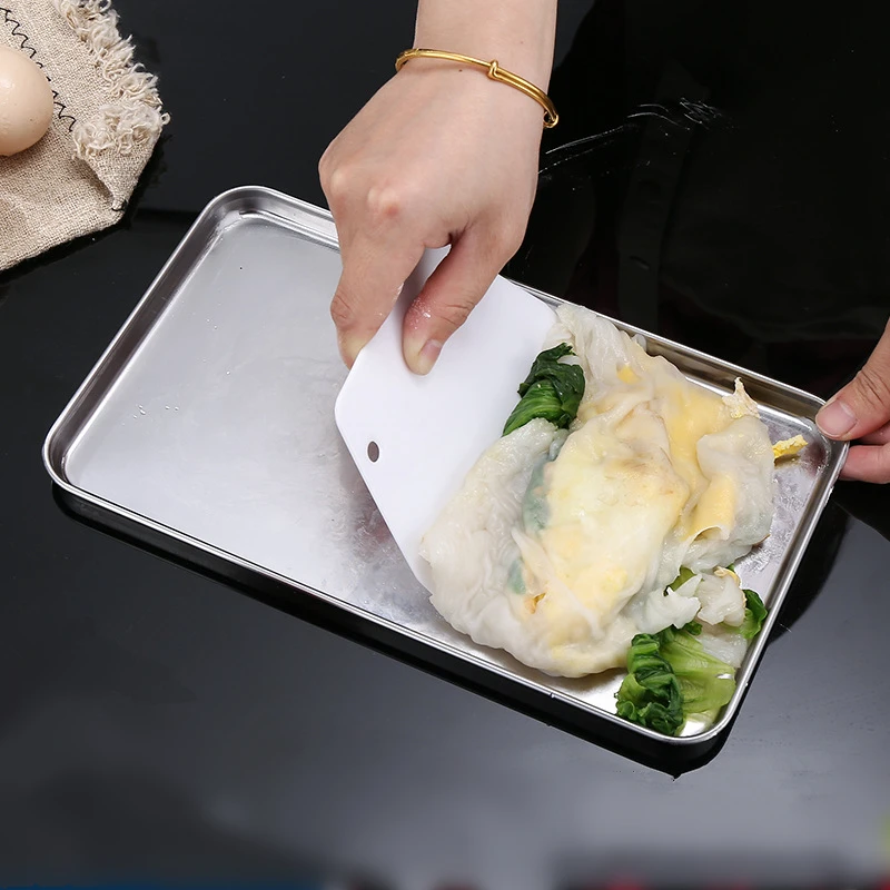 Rectangle Steamed Sausage Noodles Storage Trays Stainless Steel Fruit Dish Restaurant Hotel Kitchen Pastry Food Baking Plates 5