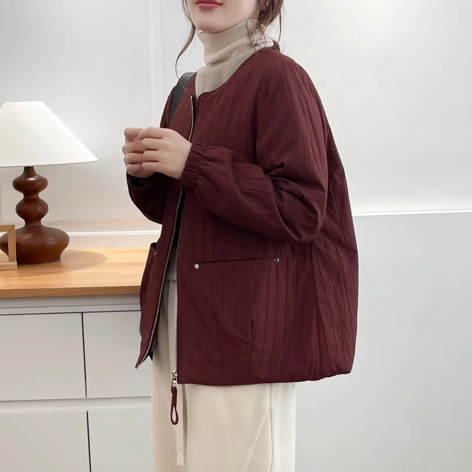 XXXXL Fashion Plus Size Women's Parkas Autumn And Winter New Casual Collarless Slightly Fold Padded Jacket Warm Coat 550