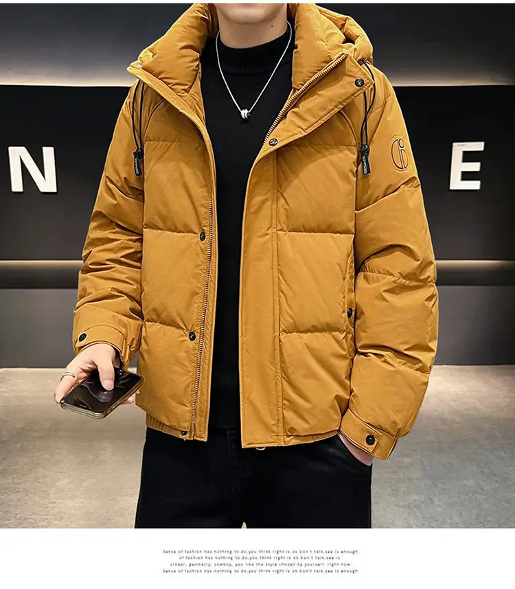 Einfarbige Herren-Entendaunenjacken mit Kapuze, 2025, Winter, winddicht, warm, Top, Puffermäntel, Oberbekleidung, verdickte, gepolsterte Parkas-Kleidung – Detail 12