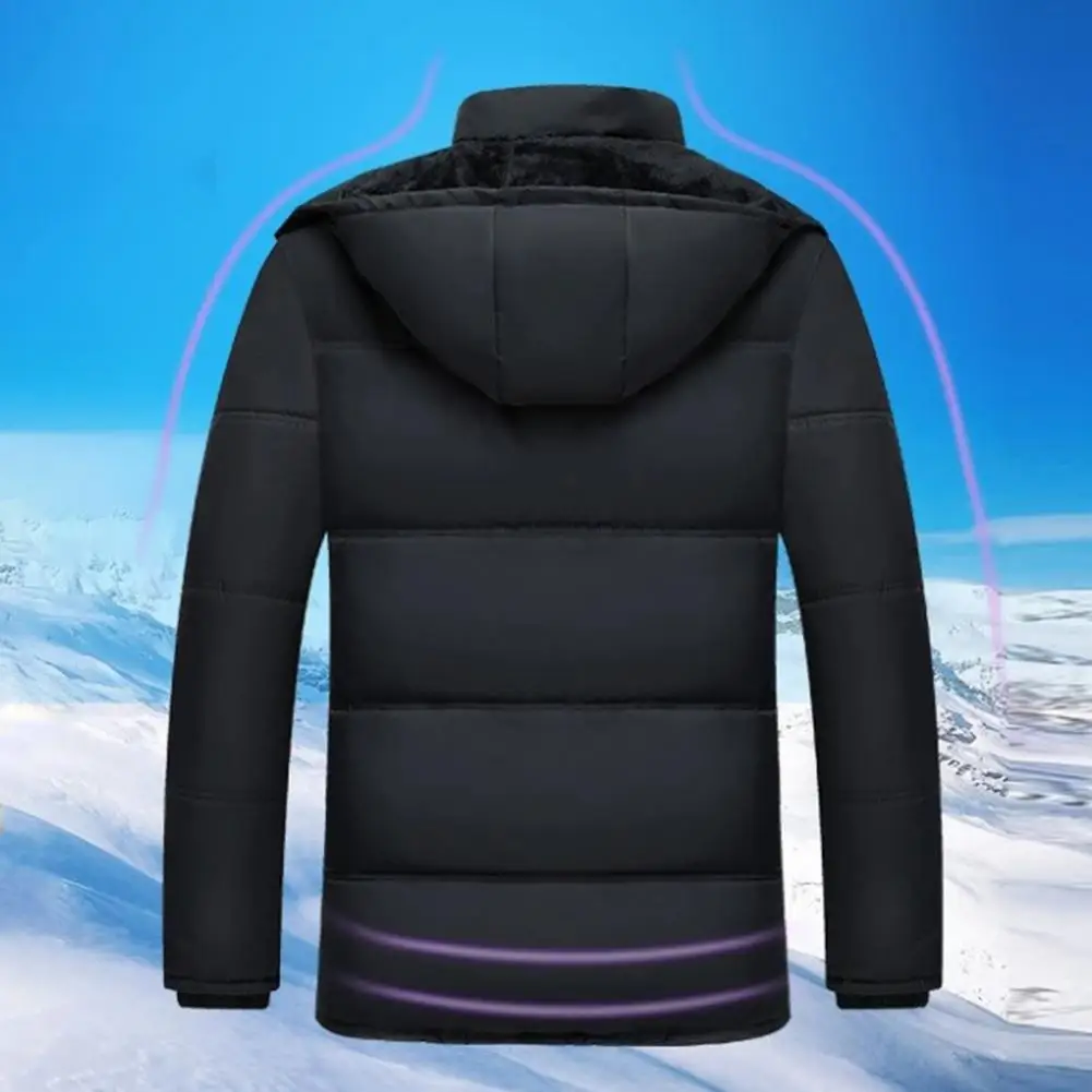 

Men Coat Stand Collar Thickened Windproof Fashion Men Mid-Length Hooded Windbreaker Coat Casual Jacket Daily Clothing