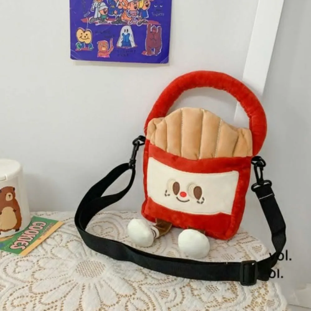 

Plush Crossbody Bag Durable High-capacity Nylon Storage Bags Red Breathable Fluffy Shoulder Bag Travel