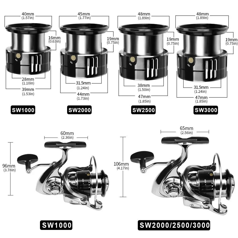 Spinning Reel 1000S 2000S 2500S 3000S Fishing Reel CNC Metal Rocker Arm Casting Reel 5.5:1 Gear Ratio 7+1BB Fishing Tackle