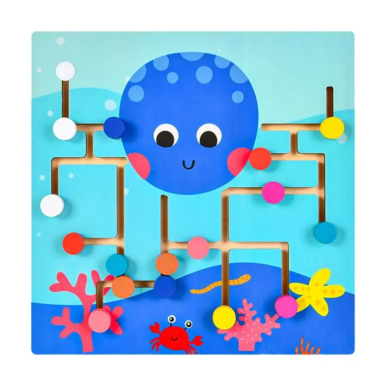 

Головоломка Монтессори, деревянная игрушка-осьминог, подходящая по цвету логическая игра Монтессори для мальчиков и девочек в возрасте 4-6 лет, улучшает логику