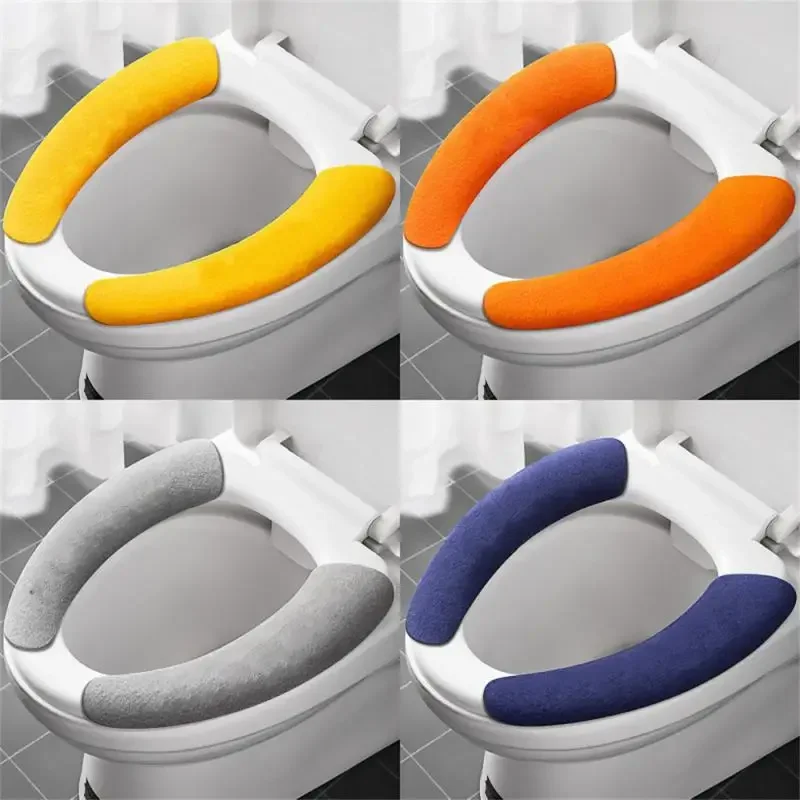 Reusable Warm Flannel Toilet Sticker Toilet Seat Covers Washable Seat Filling Bathroom Mat Cover 2Pc/set Universal