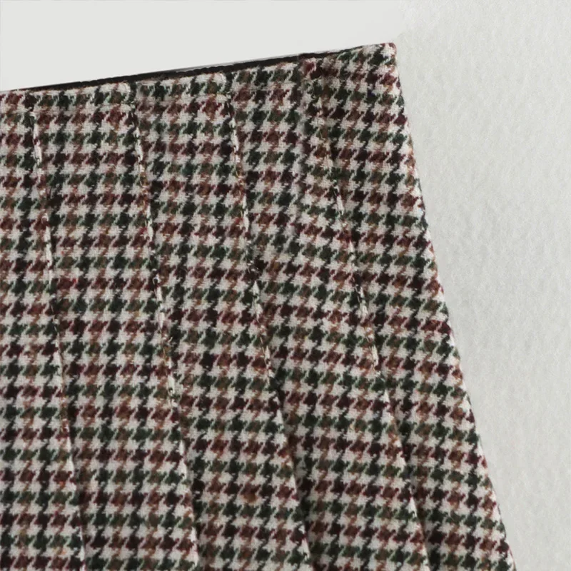 Fashion Blazers Women 2 Pieces Mini Skirt Sets Plaid Long Sleeve O-neck Top Pleat A-line Skirts 2025 Two Piece Set Female Outfit