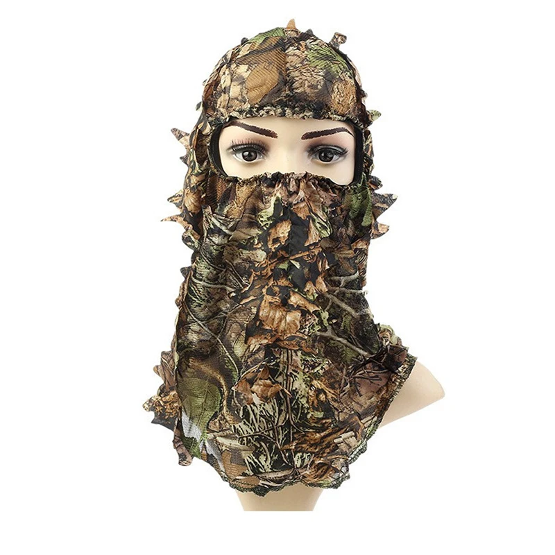 Hunting Accessories Outdoor 3D Leaf Camouflage Face Mask Hunting Cap Head Bird Watching Photography Hood Ghillie Suit Accessory Adult Size 4 Seasons