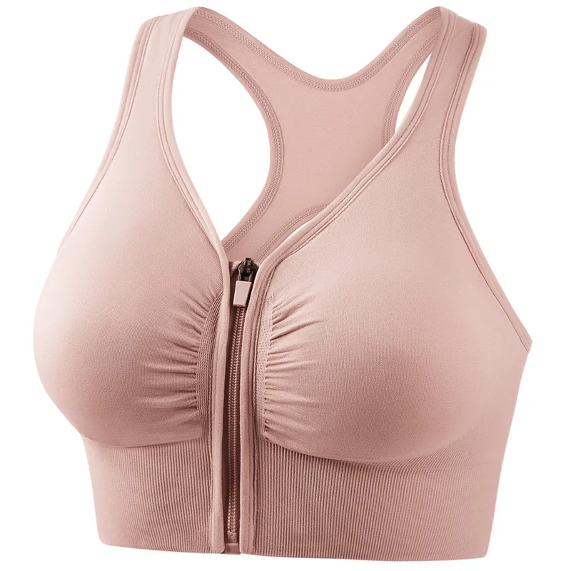 Hollow Front Zipper Push Up Bra Wireless Sports Bras For Women Shock-proof Running Vest Underwear Lingerie 1
