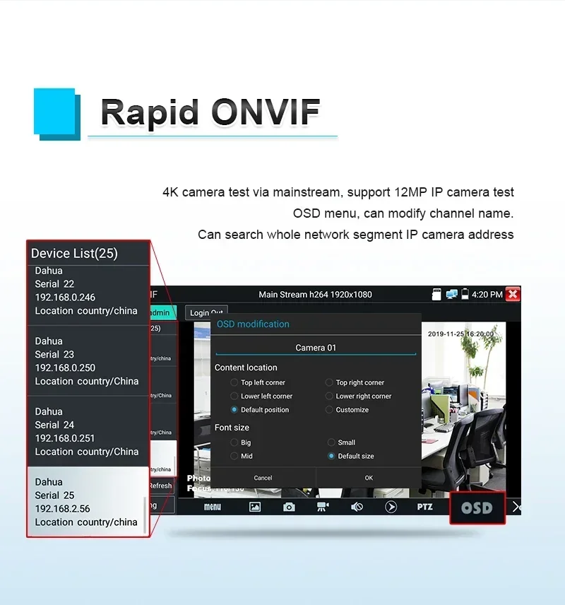 IPC-5200/5100 Plus 8MP 4K AHD CVI TVI CVBS IP Camera Test 5.4" IPS Touch Screen