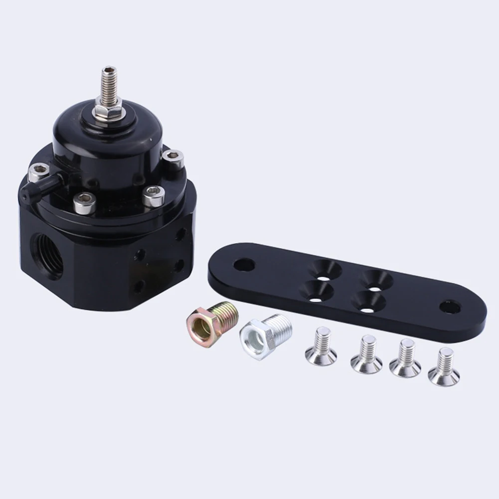 Automobile Fuel Pressure Regulator Fuel Pressure Regulator Valve FPR 25-302BK Universal Adjustable Aluminum Alloy Black