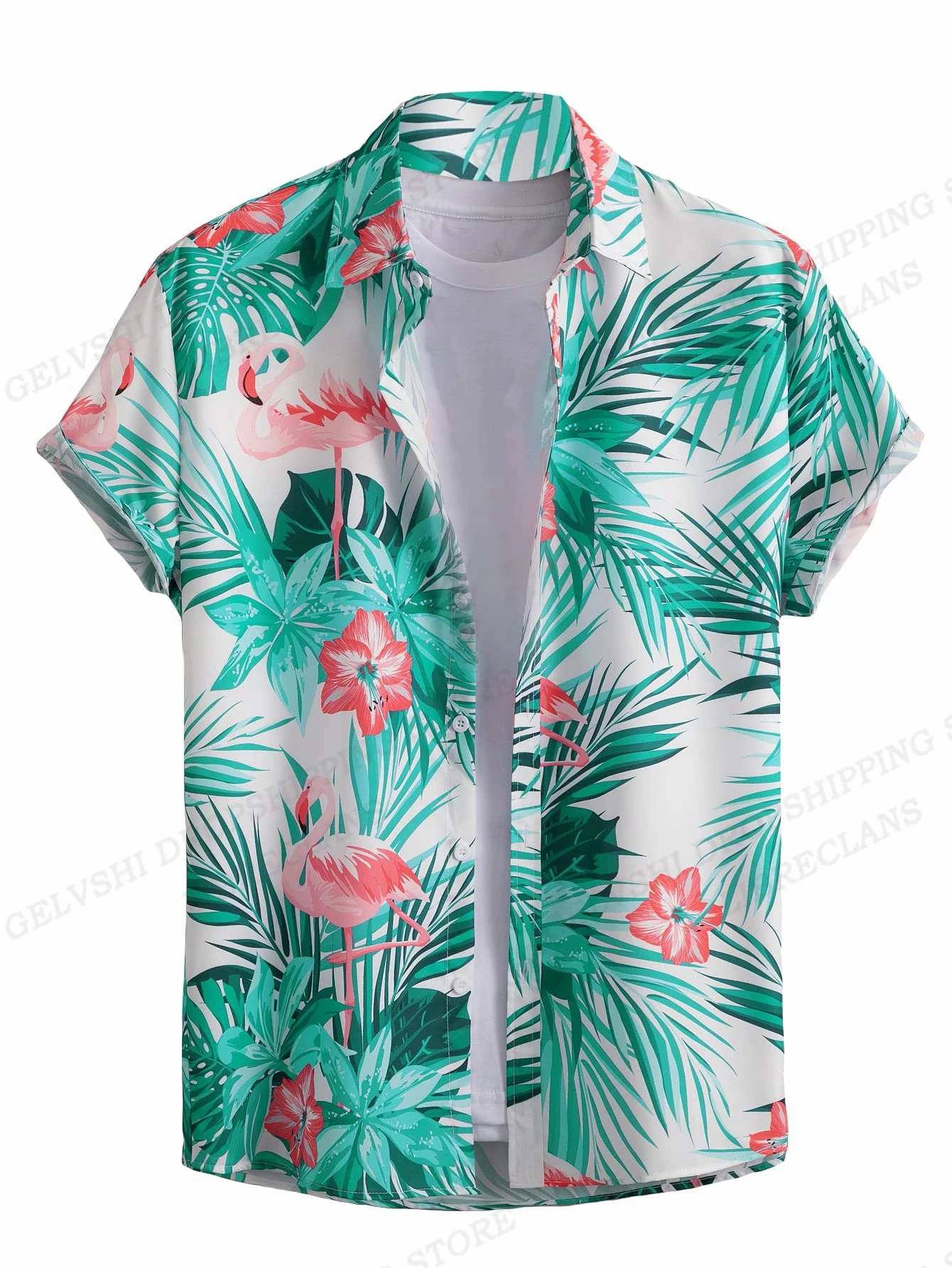 Floral Shirts Men's Fashion Hawaiian Casual Camp Vocation Beach Blouse Cuba Lapel Shirt Turn-down Aloha Clothing 3