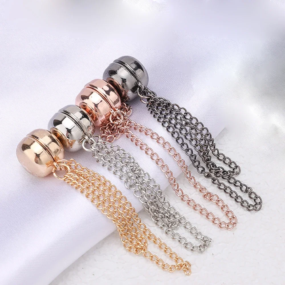 Multi-Function Magnetic Clothing Clip Chain Metal Buttons Clip Clothes Scarf Trouser Legs Cuff Fixing Magnet Pin Decor 1Pc