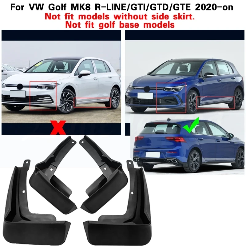 Фото Автомобильные Брызговики для Volkswagen VW Golf 8 MK8 R-Line GTI GTD GTE, Люк, вариант 2020 2021 2022, брызговики от грязи, аксессуары №3