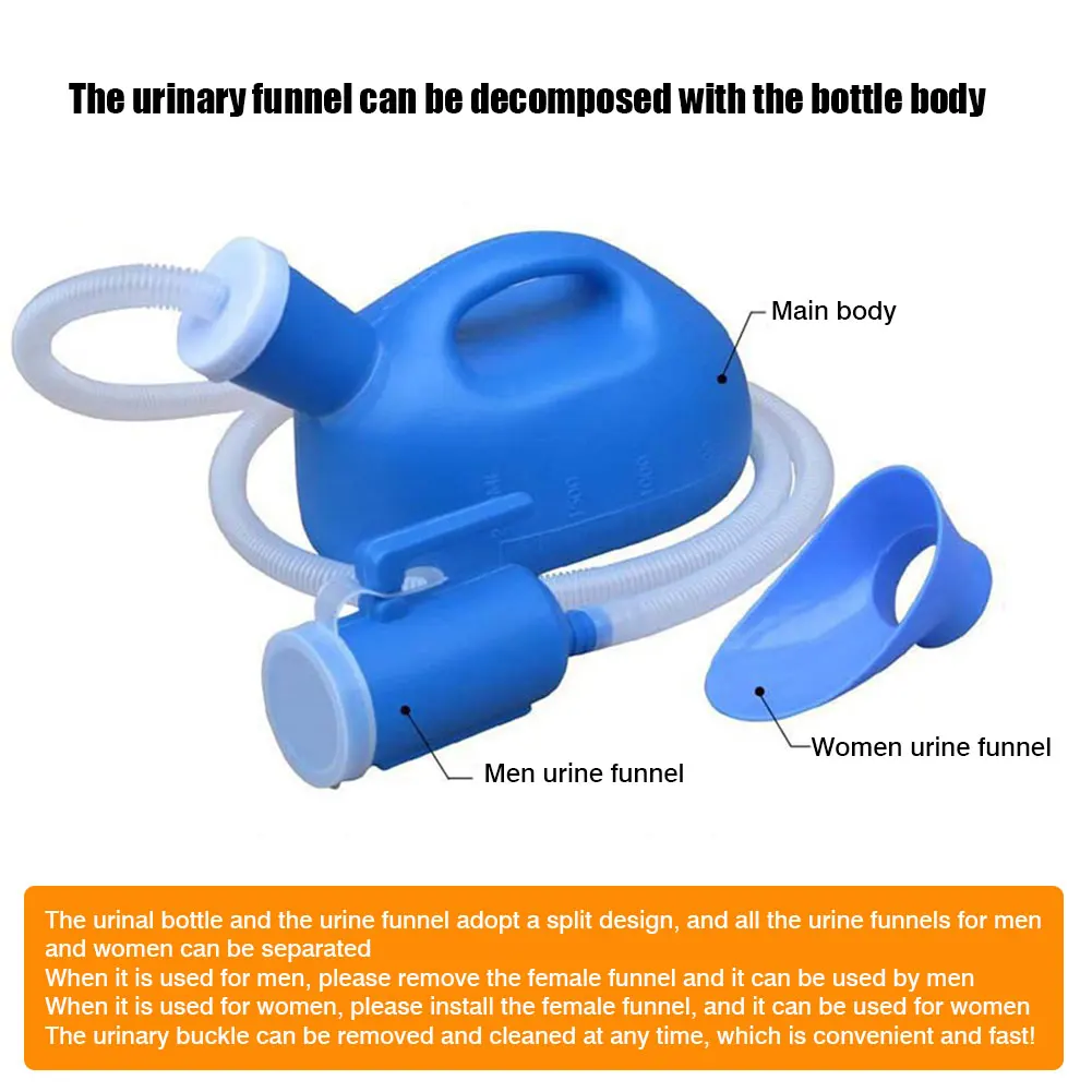 Urinal Bottle Portable Urinal Potty with Lid and Extension Tube Outdoor Urinal Chamber Pot for Men Women Camping Travel 2000mL 4