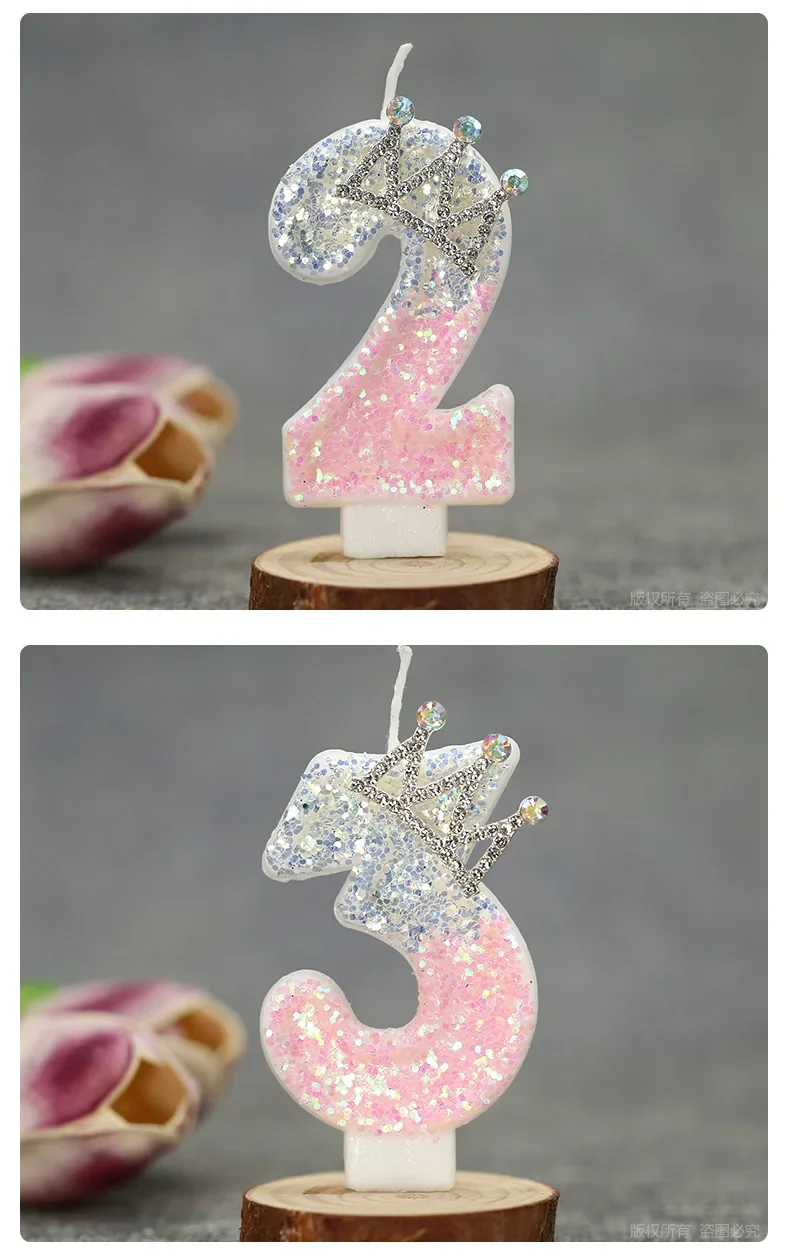 Kuchen-Zahlenkerzen, Geburtstagskerze, rosa Farbe, kreative Kerze, Prinzessin, Krone, Mädchen, alles Gute zum Geburtstag, Party-Dekoration – Detail 9