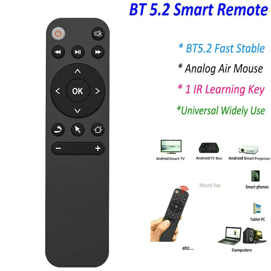 Nice bluetooth 5.2 remote control air mouse for android smart tv box