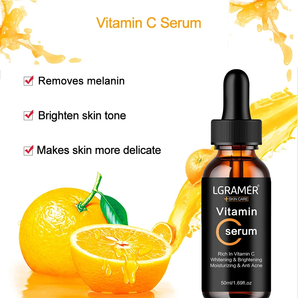 Vitamin C Facial Essence Contains Hyaluronic Acid Dark Spot Remover Moisturizing Repair Anti-aging Essence Facial Skin Care 50ml 3