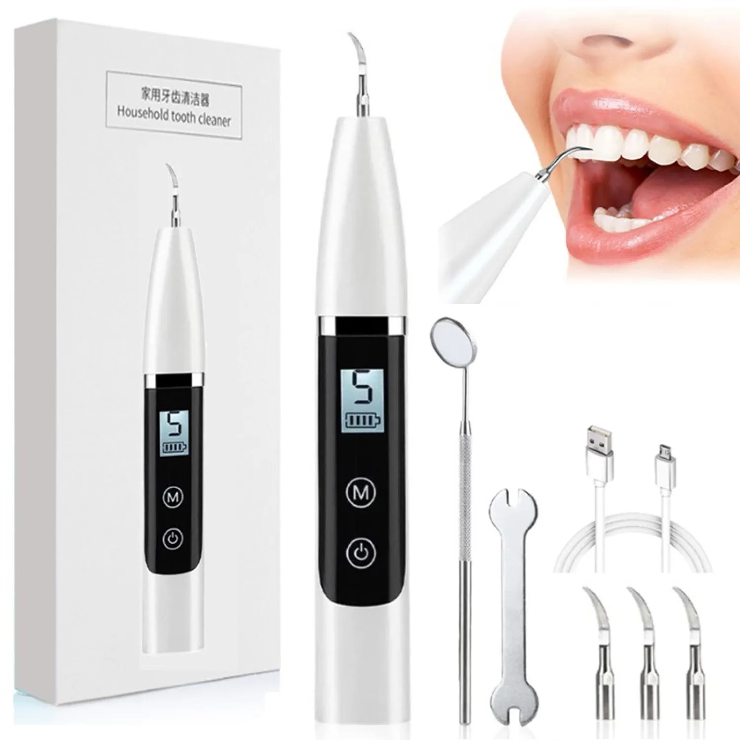 

Ultrasonic Calculus Remover Electric Portable Dental Scaler Ultrasonic Tooth Cleaner Teeth Whitening Treatment Scaling Tools