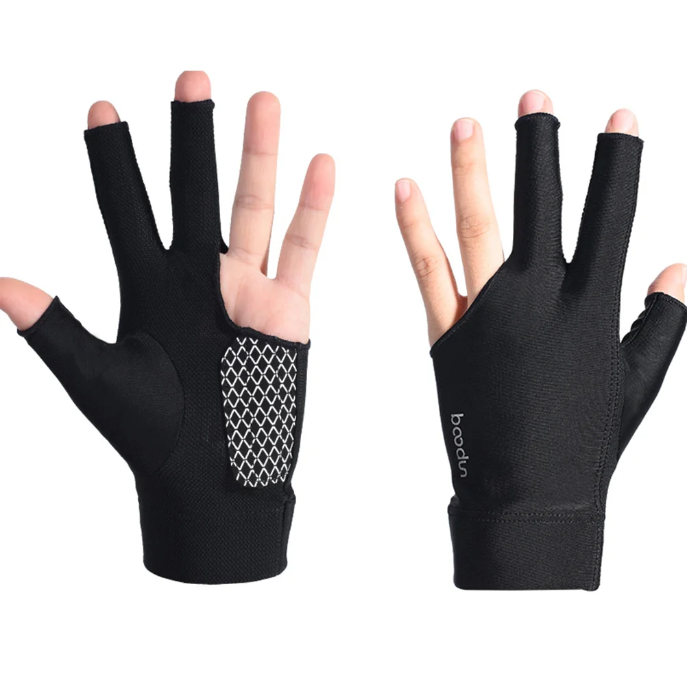 ThreeFingerBilliardsGlove AntiSlipSnookerGlove WearResistantFingerGlove PortableSizeCueGlove BilliardAccessory GloveForMen