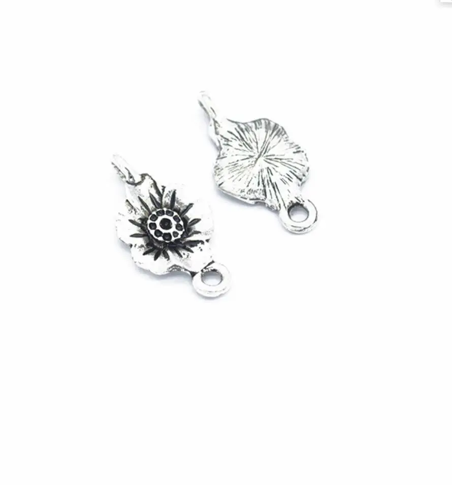 70pcs Charms Double hanging flower connector Pendant Bright Zinc Alloy Fit Bracelet Necklace DIY Metal Jewelry 22*12mm F0335