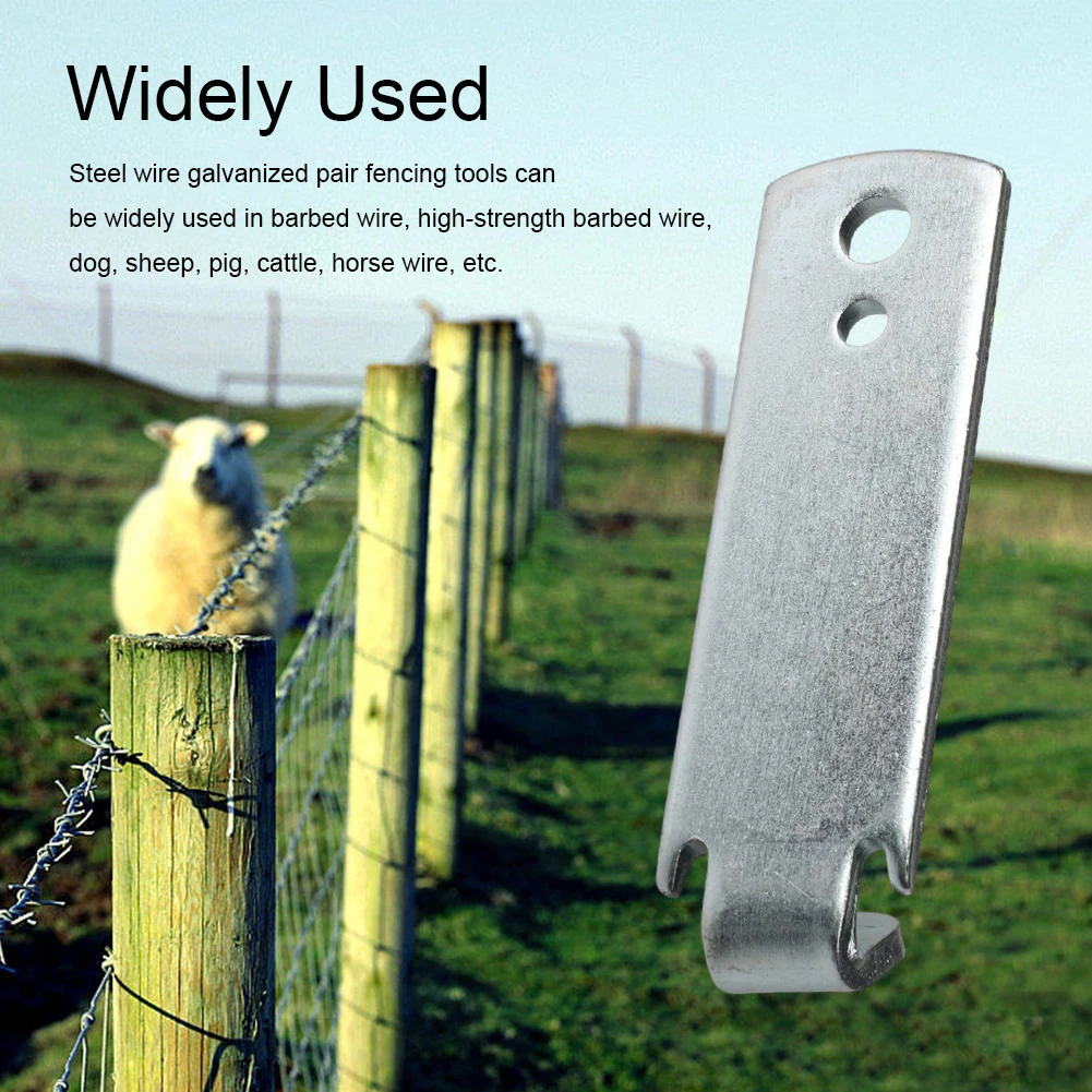 2pcsTPostClipsCarbonSteelDurableBarbSilverFenceWireTool